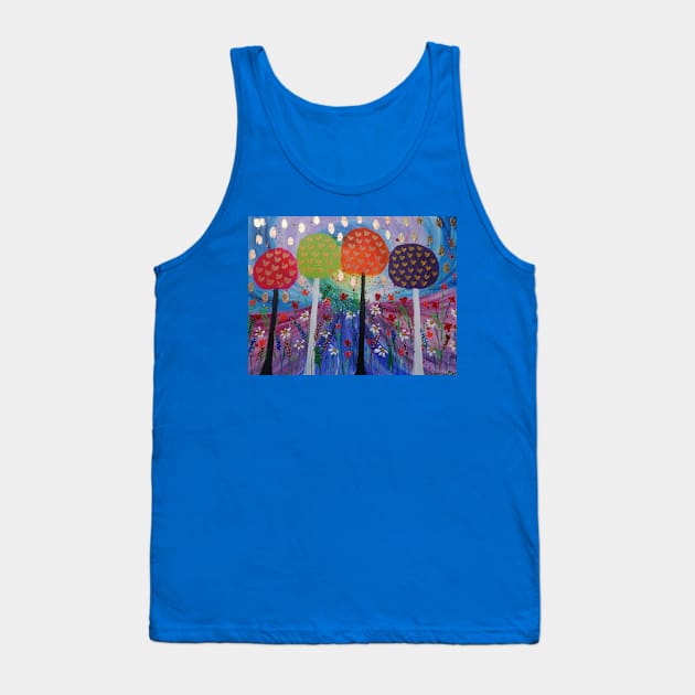 Lollipop Trees in a Rainbow Sky Tank Top by Casimirasquirkyart